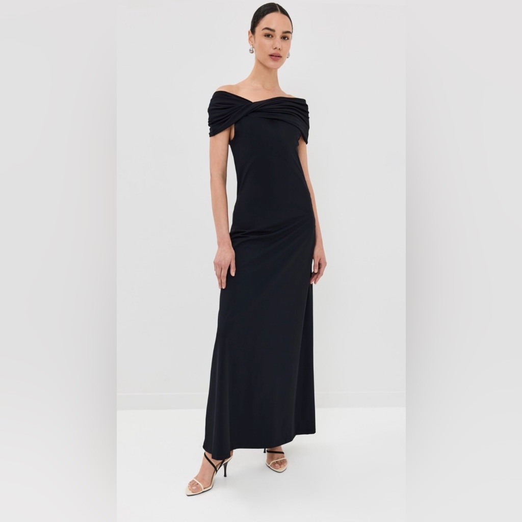 Nwt Rhe One-Shoulder Stretch-Jersey Maxi Dress In Black Sz 40 Us 8 $618